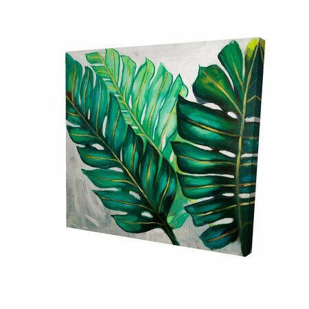 FONDO 16 x 16 in. Three Big Exotic Plant Leaves-Print on Canvas FO2790790